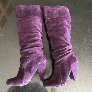 Jessica Simpson Y2K Eggplant Purple Suede Slip On Knee High Boots Size 8.5B